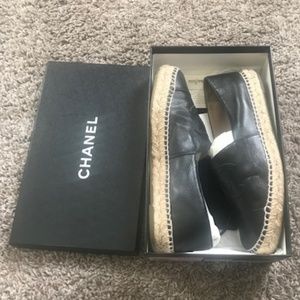 CHANEL Lambskin CC Espadrilles 40 Black